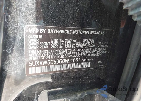 2016 BMW X4 xDrive35I from USA, damaged, VIN 5UXXW5C59G0N91651